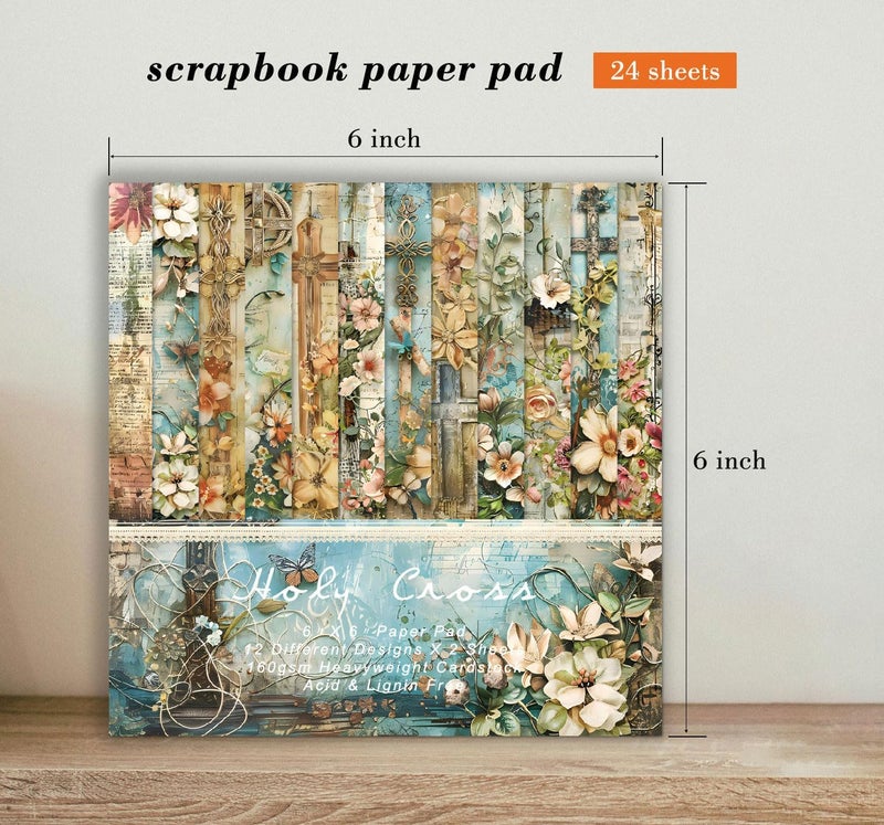 EAMOTOL 24 Sheets Vintage Flowers Scrapbook Paper Pad, 6 x 6 In Floral Patterned Designed Decorative Decoupage Cardstock Supplies for Card Making Folded Material Gift Wrapping Journals DIY Crafts Photo Album - Image 3